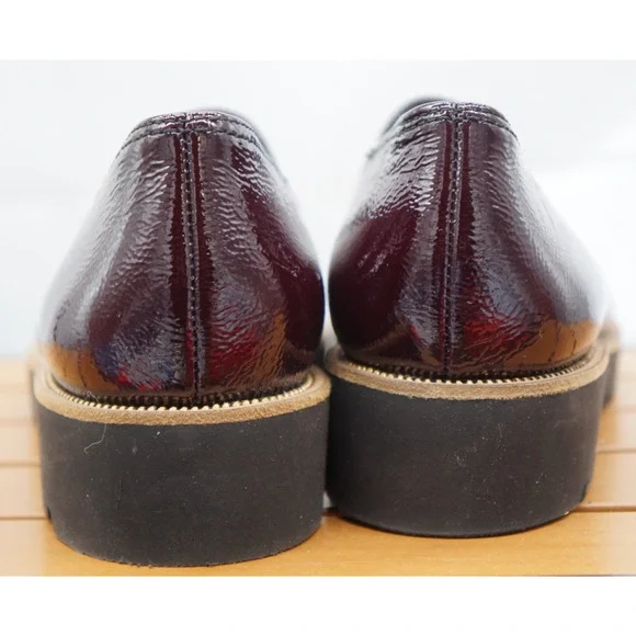 Paul Green Platform Loafers in a wine-colored crinkled patent leather Size 10 - Picture 8 of 12